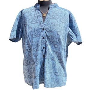 Fred David Woman blue & white top size 1X